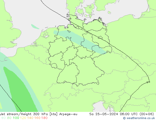 Jet stream/Height 300 hPa Arpege-eu Sa 25.05.2024 06 UTC