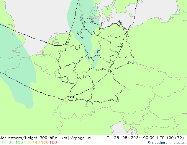 Jet stream Arpege-eu Ter 28.05.2024 00 UTC