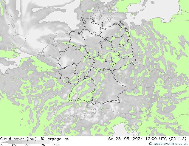 nízká oblaka Arpege-eu So 25.05.2024 12 UTC