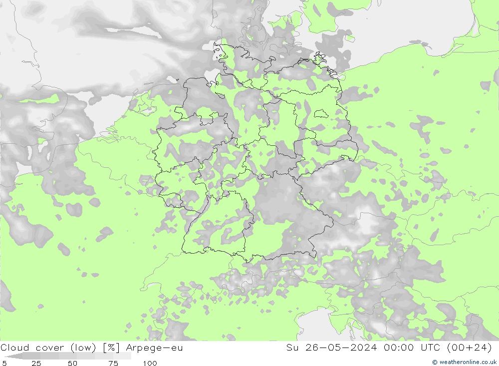 Nuages (bas) Arpege-eu dim 26.05.2024 00 UTC