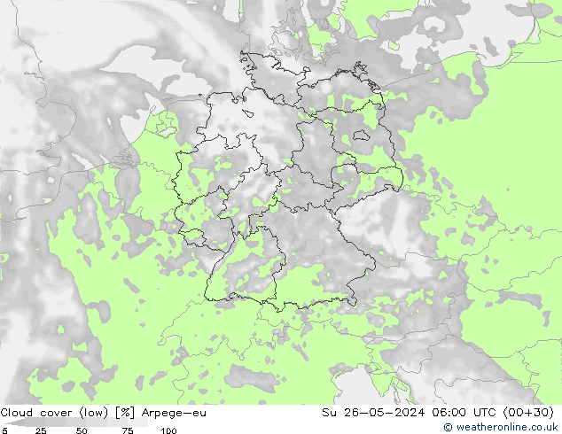 Bulutlar (düşük) Arpege-eu Paz 26.05.2024 06 UTC