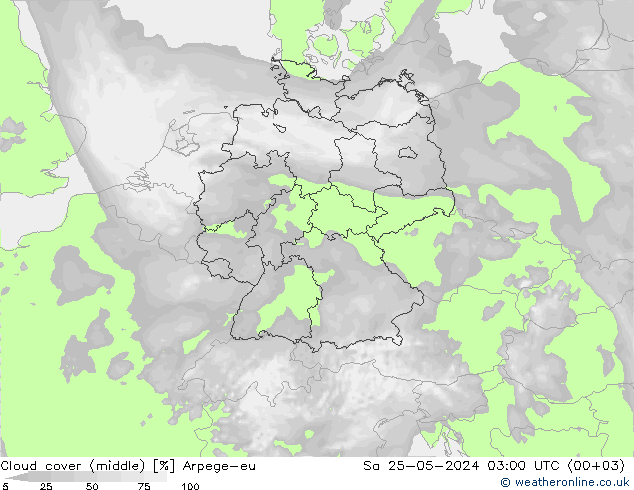 облака (средний) Arpege-eu сб 25.05.2024 03 UTC