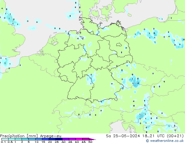 Precipitation Arpege-eu Sa 25.05.2024 21 UTC