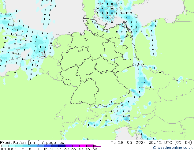 Neerslag Arpege-eu di 28.05.2024 12 UTC