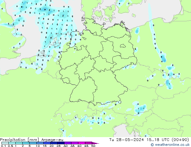 Precipitation Arpege-eu Tu 28.05.2024 18 UTC