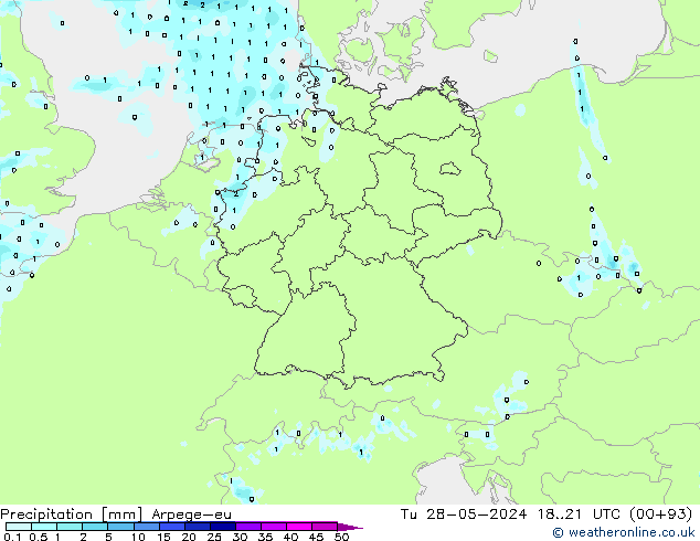 Niederschlag Arpege-eu Di 28.05.2024 21 UTC