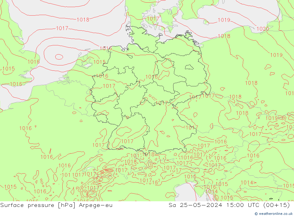 Yer basıncı Arpege-eu Cts 25.05.2024 15 UTC