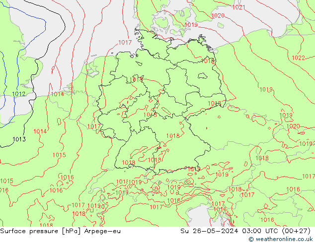 Surface pressure Arpege-eu Su 26.05.2024 03 UTC