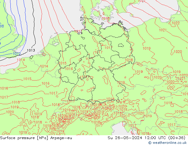 Surface pressure Arpege-eu Su 26.05.2024 12 UTC