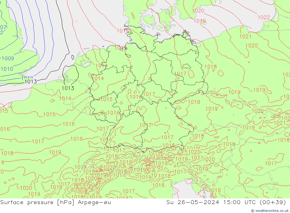 Yer basıncı Arpege-eu Paz 26.05.2024 15 UTC