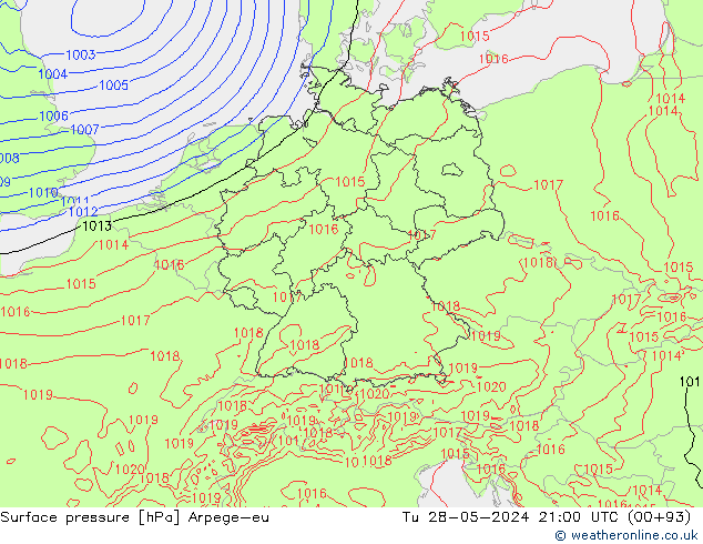приземное давление Arpege-eu вт 28.05.2024 21 UTC