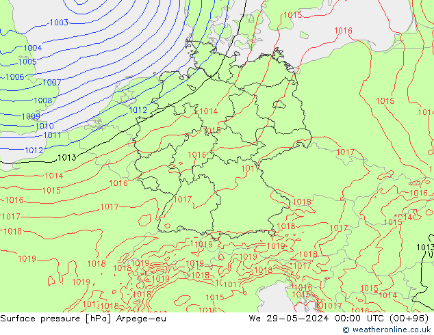 Surface pressure Arpege-eu We 29.05.2024 00 UTC