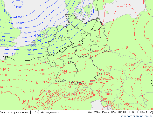 Surface pressure Arpege-eu We 29.05.2024 06 UTC