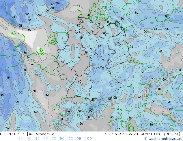 RV 700 hPa Arpege-eu zo 26.05.2024 00 UTC