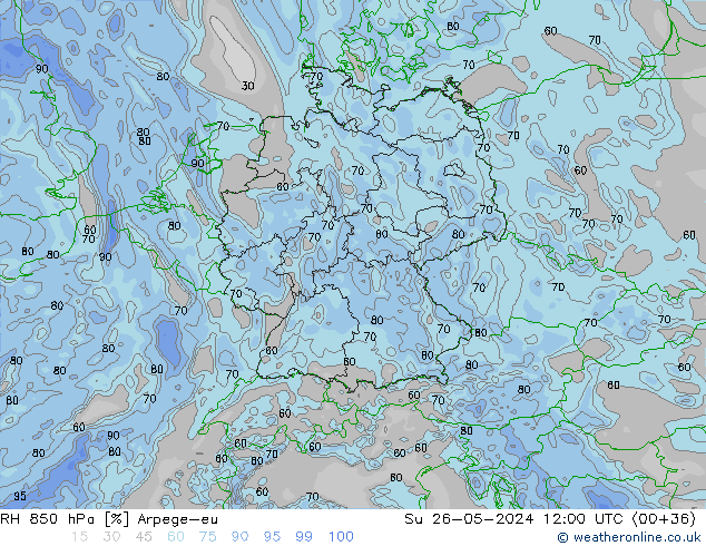 RH 850 hPa Arpege-eu Dom 26.05.2024 12 UTC