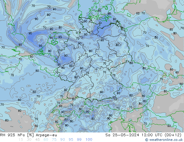 RH 925 hPa Arpege-eu  25.05.2024 12 UTC