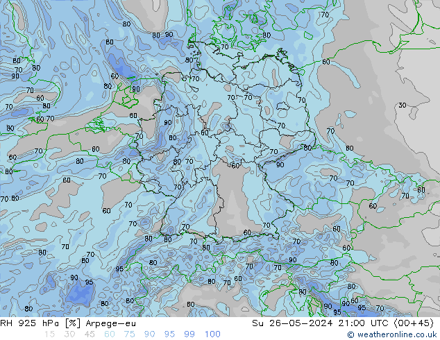 RH 925 hPa Arpege-eu Su 26.05.2024 21 UTC