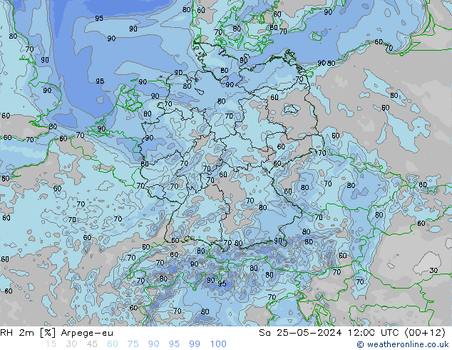 RH 2m Arpege-eu Sa 25.05.2024 12 UTC