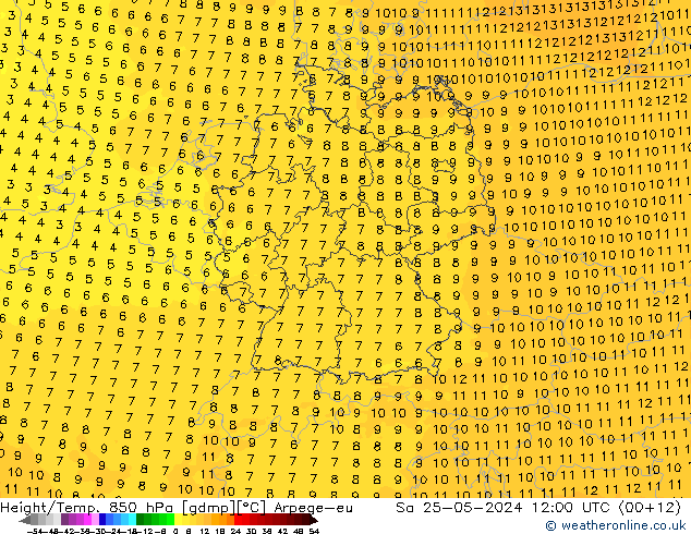 Height/Temp. 850 hPa Arpege-eu Sa 25.05.2024 12 UTC