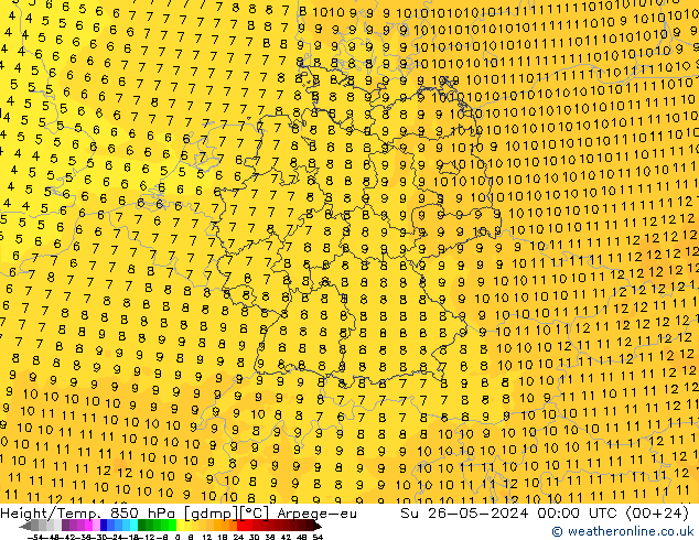 Height/Temp. 850 hPa Arpege-eu Ne 26.05.2024 00 UTC