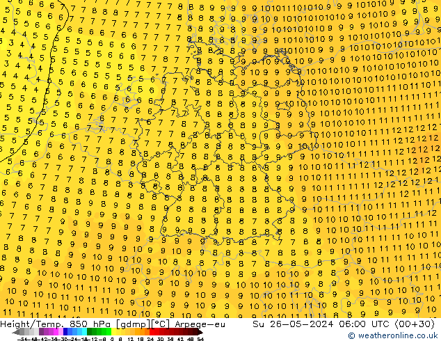 Height/Temp. 850 hPa Arpege-eu Dom 26.05.2024 06 UTC