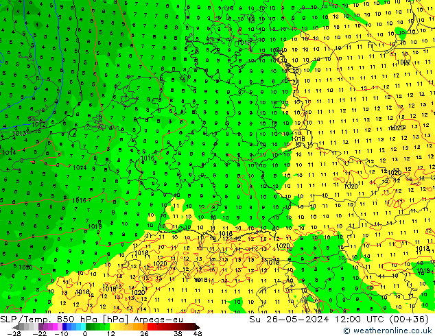 SLP/Temp. 850 hPa Arpege-eu dim 26.05.2024 12 UTC