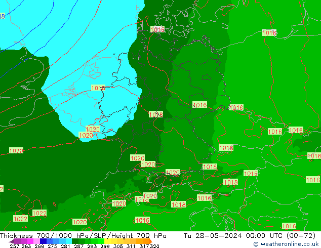 Thck 700-1000 hPa Arpege-eu Ter 28.05.2024 00 UTC