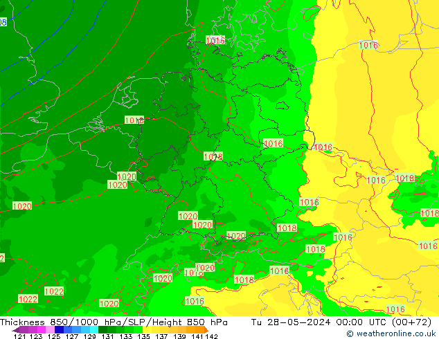 850-1000 hPa Kalınlığı Arpege-eu Sa 28.05.2024 00 UTC