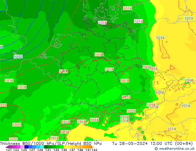 Thck 850-1000 hPa Arpege-eu Tu 28.05.2024 12 UTC