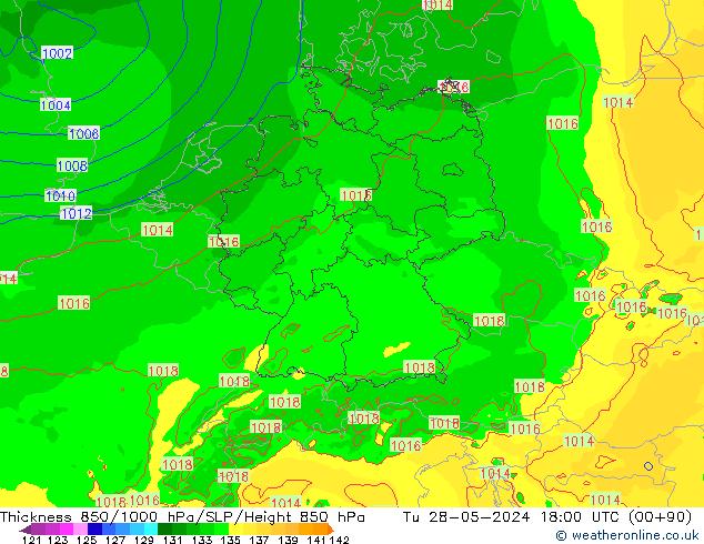 Thck 850-1000 hPa Arpege-eu Tu 28.05.2024 18 UTC