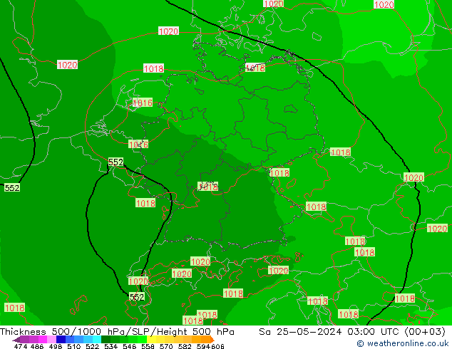 Thck 500-1000hPa Arpege-eu Sa 25.05.2024 03 UTC