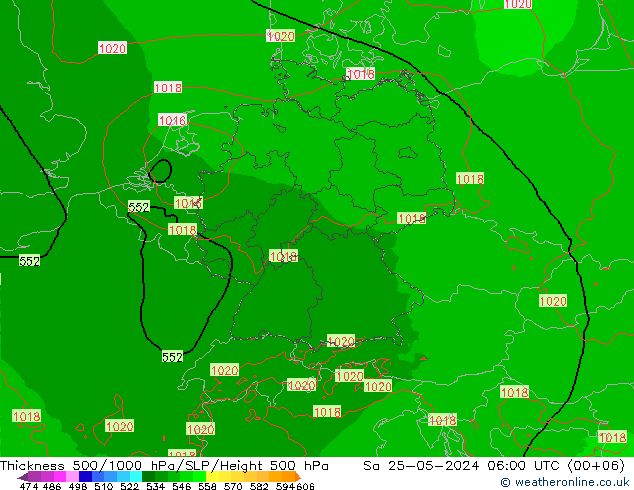 Thck 500-1000hPa Arpege-eu Sáb 25.05.2024 06 UTC