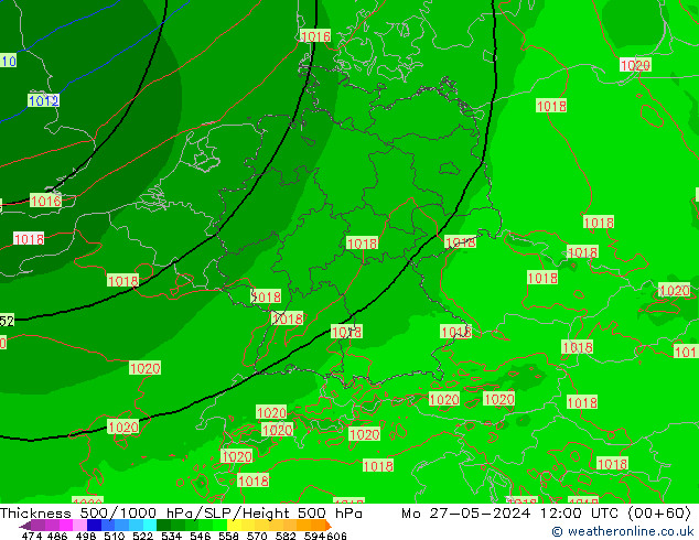 Thck 500-1000hPa Arpege-eu Mo 27.05.2024 12 UTC