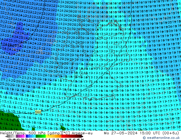 Height/Temp. 500 hPa Arpege-eu Po 27.05.2024 15 UTC