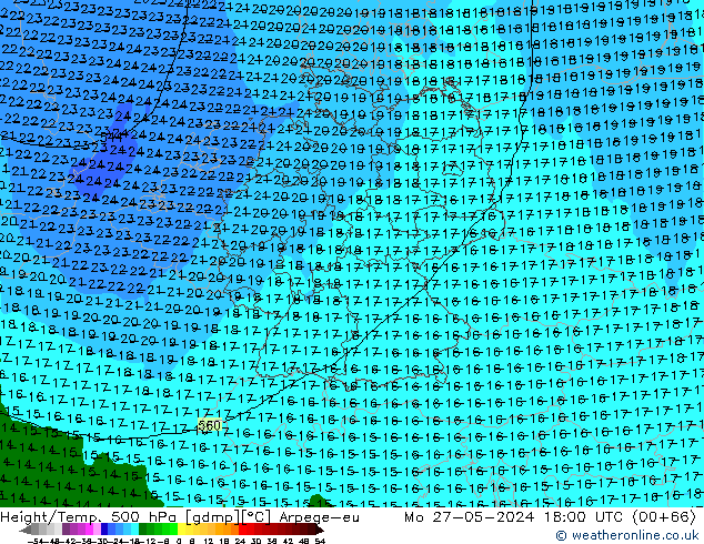 Hoogte/Temp. 500 hPa Arpege-eu ma 27.05.2024 18 UTC