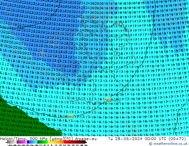 Height/Temp. 500 hPa Arpege-eu  28.05.2024 00 UTC