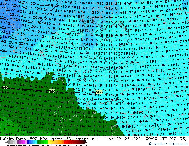 Height/Temp. 500 hPa Arpege-eu We 29.05.2024 00 UTC