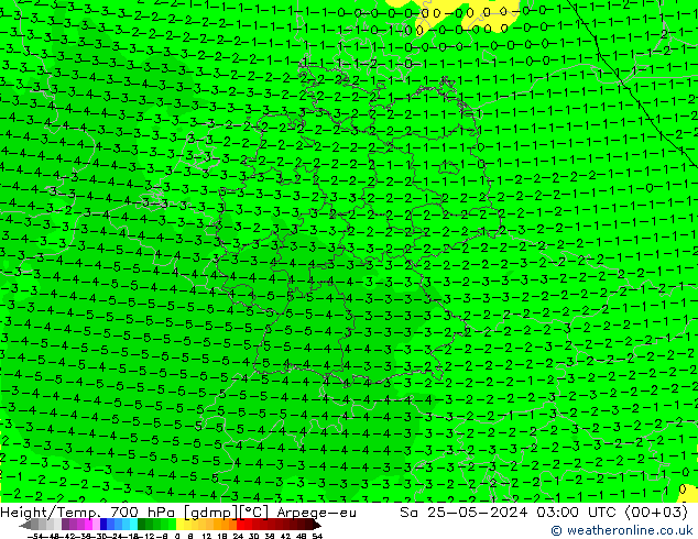 Height/Temp. 700 hPa Arpege-eu Sa 25.05.2024 03 UTC