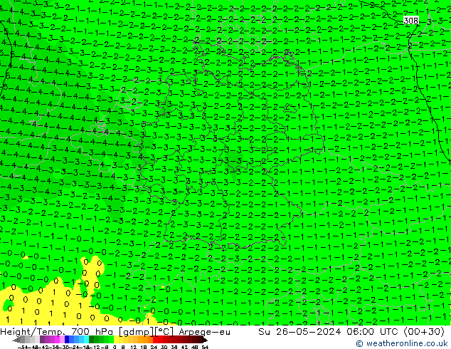 Height/Temp. 700 hPa Arpege-eu Dom 26.05.2024 06 UTC