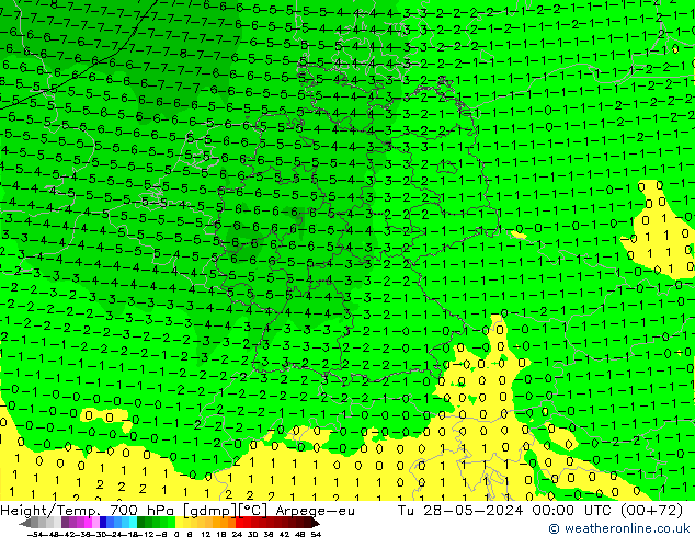 Yükseklik/Sıc. 700 hPa Arpege-eu Sa 28.05.2024 00 UTC