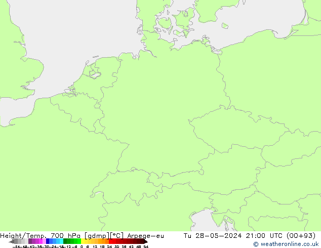 Geop./Temp. 700 hPa Arpege-eu mar 28.05.2024 21 UTC