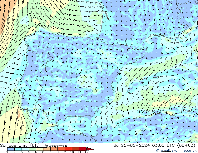  10 m (bft) Arpege-eu  25.05.2024 03 UTC