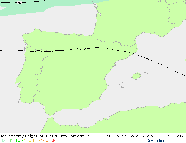 Jet stream/Height 300 hPa Arpege-eu Su 26.05.2024 00 UTC