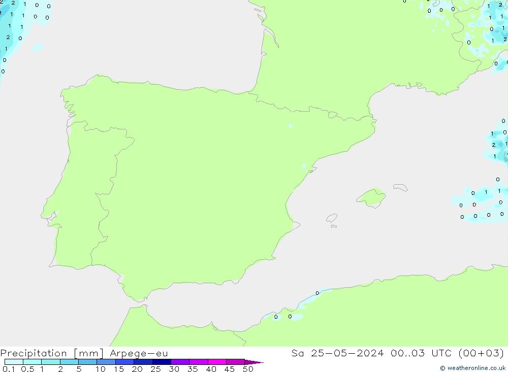 Neerslag Arpege-eu za 25.05.2024 03 UTC