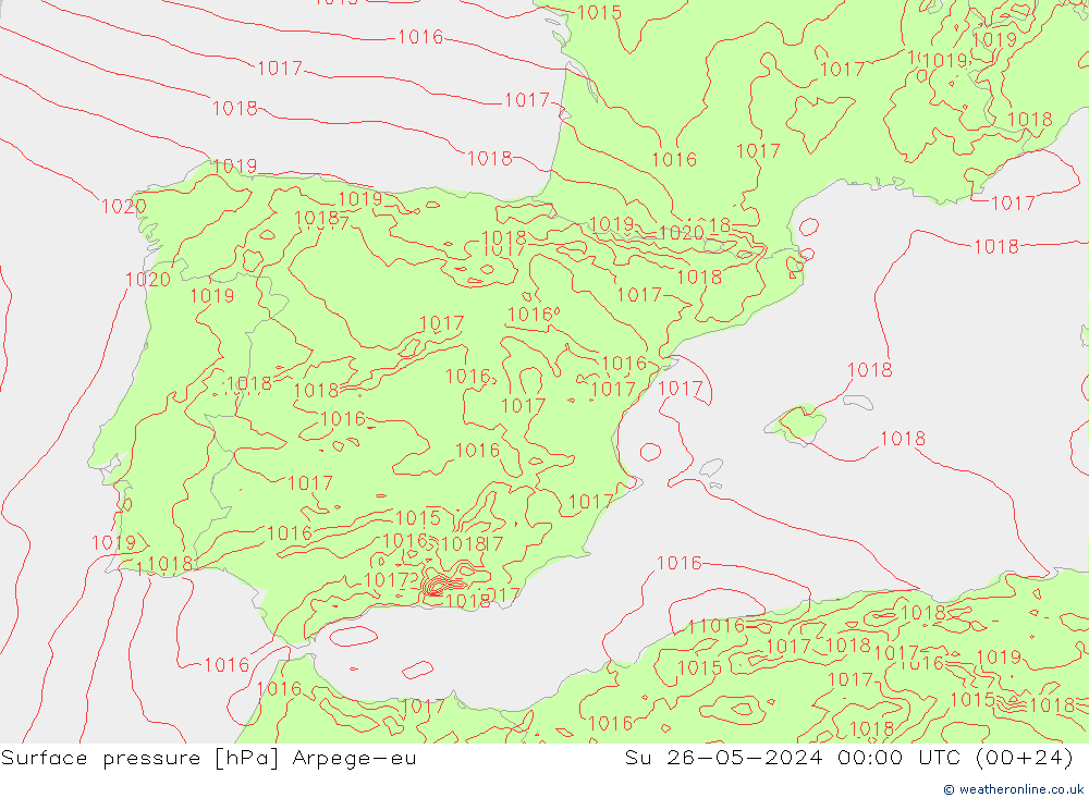 Surface pressure Arpege-eu Su 26.05.2024 00 UTC