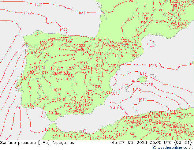 Yer basıncı Arpege-eu Pzt 27.05.2024 03 UTC