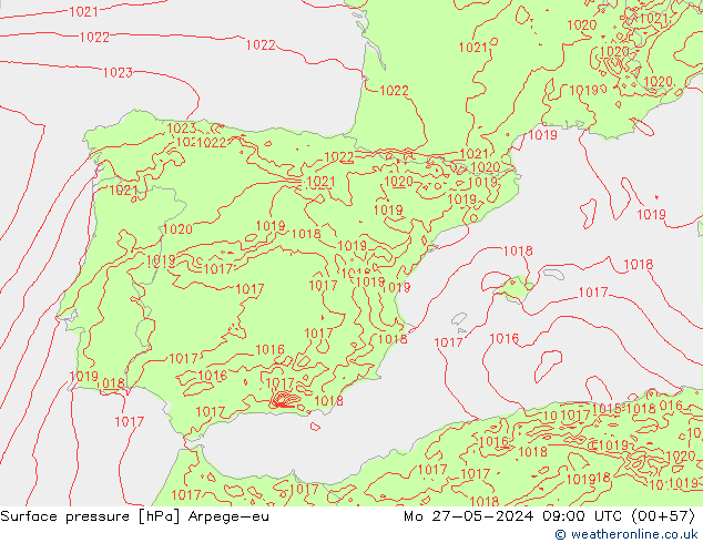 pressão do solo Arpege-eu Seg 27.05.2024 09 UTC