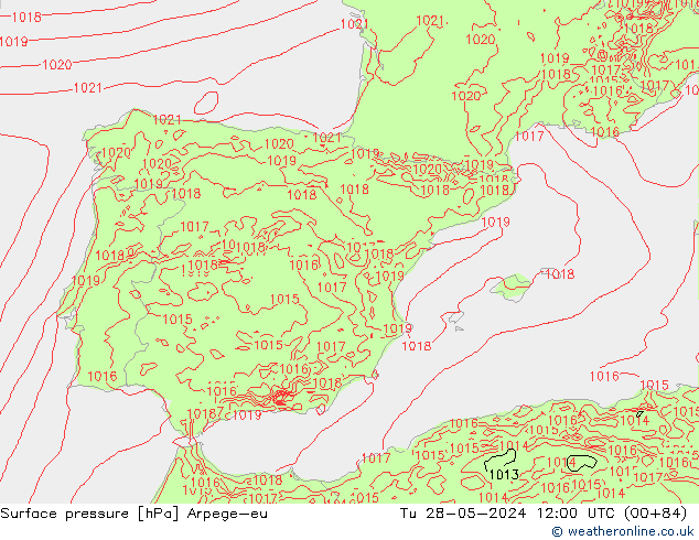 Surface pressure Arpege-eu Tu 28.05.2024 12 UTC