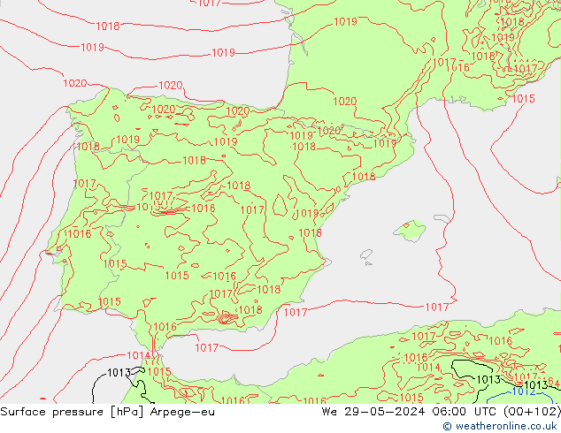 pression de l'air Arpege-eu mer 29.05.2024 06 UTC