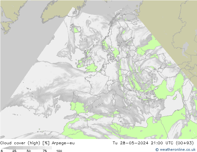 Wolken (hohe) Arpege-eu Di 28.05.2024 21 UTC